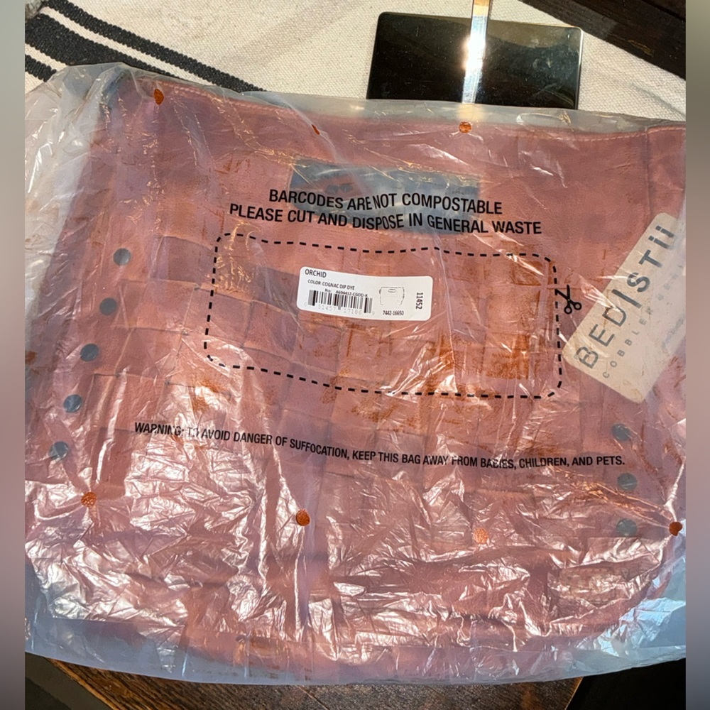 NWT Bed Stu Orchid Leather Satchel Handbag Crossbody Bag Cognac Dip Dye MSRP 280 - Picture 13 of 14